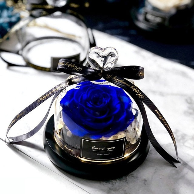 Exclusive Rose in Glass Dome with Lights - Real Rose, Beauty And The Beast Preserved Rosevalentines day gift