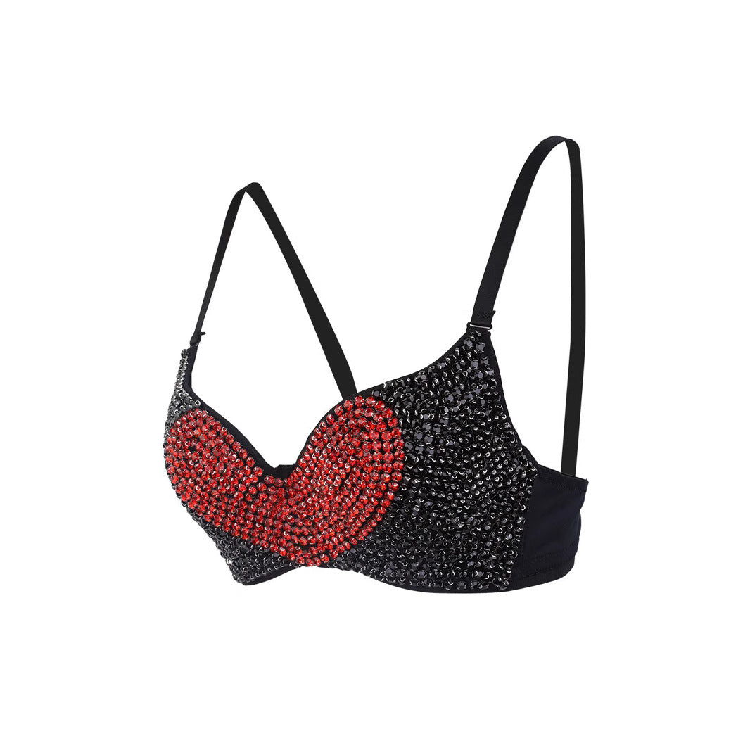 Heart-Shaped Rhinestone Backless Vest High-Quality Beauty Back Strapless Camisole