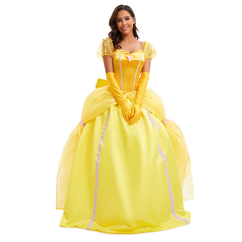 Halloween Costume Women's Beauty and the Beast Belle Princess Dress Cosplay New Style