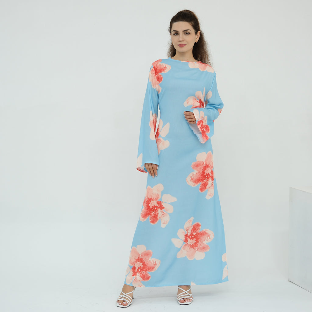 Pure Beauty Print Dress Waist-Cinched Ankle-Length Printed Long Dress Series