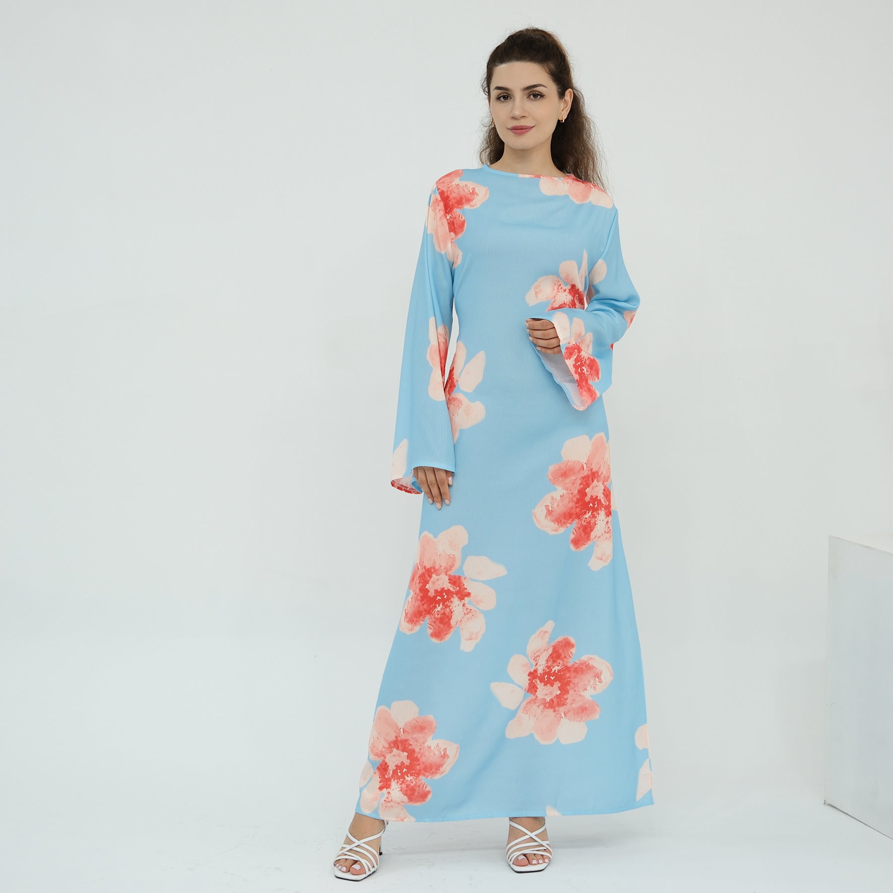 Pure Beauty Print Dress Waist-Cinched Ankle-Length Printed Long Dress Series