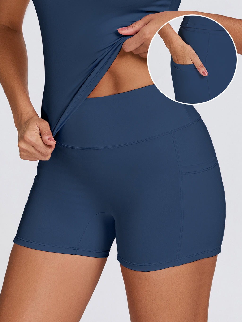 Dry Yoga Suit with Shorts and Pockets for Outdoor Running and Fitness Women