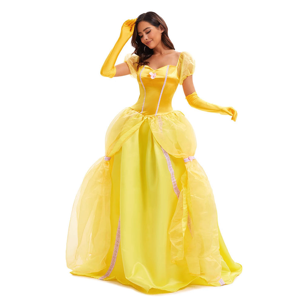 Halloween Costume Women's Beauty and the Beast Belle Princess Dress Cosplay New Style