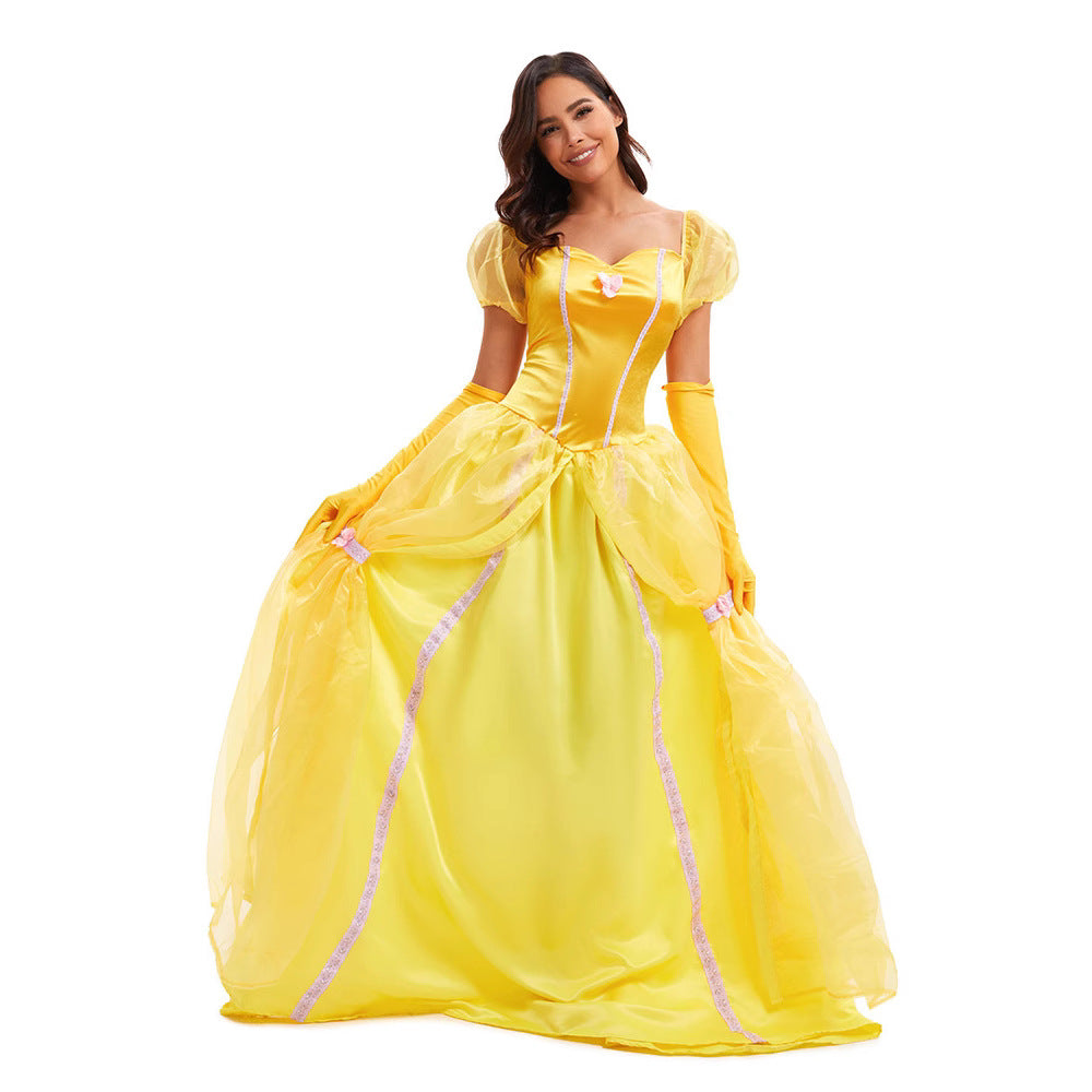 Halloween Costume Women's Beauty and the Beast Belle Princess Dress Cosplay New Style