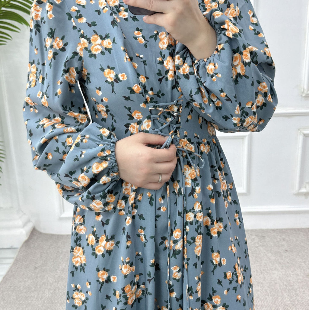 Pure Beauty Print Dress Waist-Cinched Ankle-Length Printed Long Dress Series