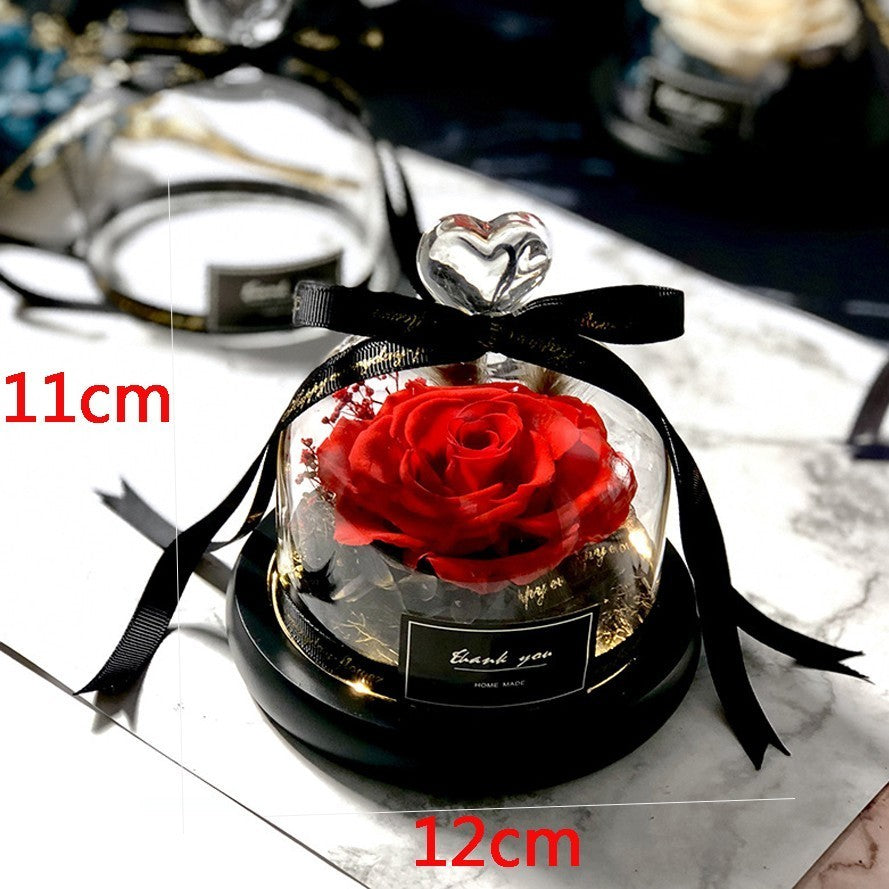 Exclusive Rose in Glass Dome with Lights - Real Rose, Beauty And The Beast Preserved Rosevalentines day gift