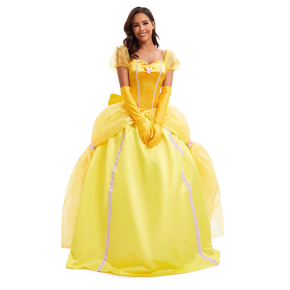 Halloween Costume Women's Beauty and the Beast Belle Princess Dress Cosplay New Style