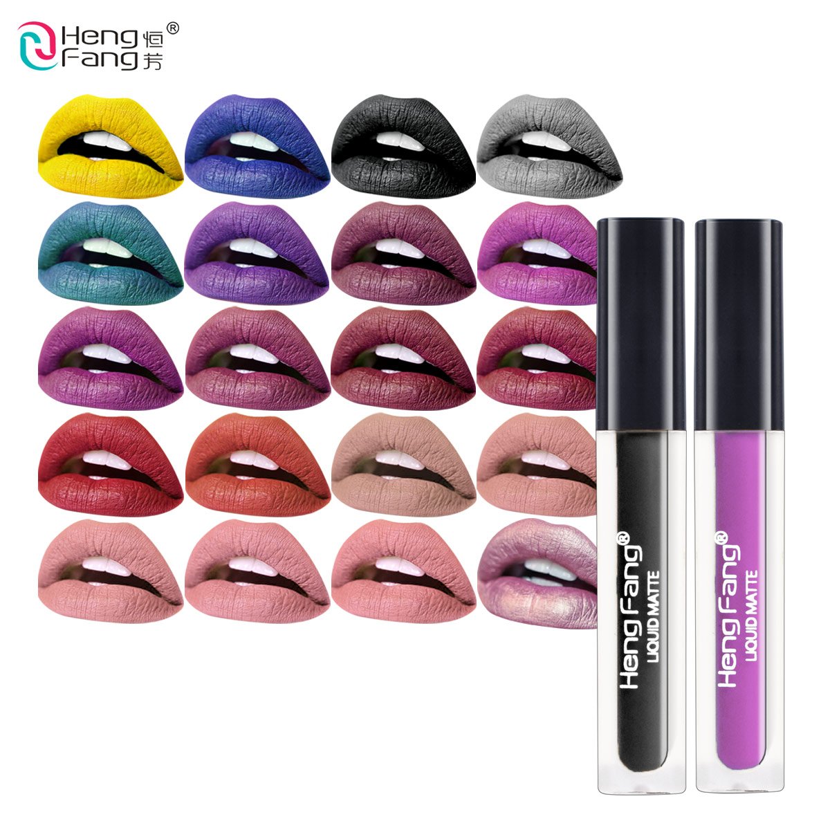 Long-lasting Waterproof Matte Liquid Lipstick 20 Colors Lip Gloss 2g Beauty Makeup Brand HengFang #H7014