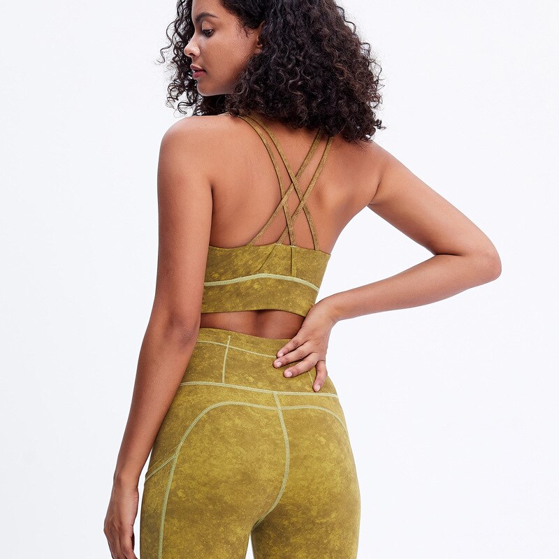 5 Colors Yoga Set Women Fitness Suits Bandage Yoga Sport Bra Tie Dye High Waist GYM Leggings Pants Fitness Suit Workout Leggings