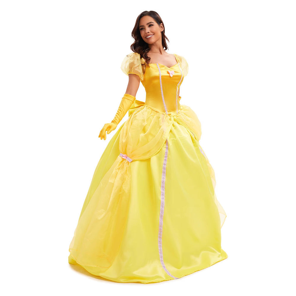 Halloween Costume Women's Beauty and the Beast Belle Princess Dress Cosplay New Style