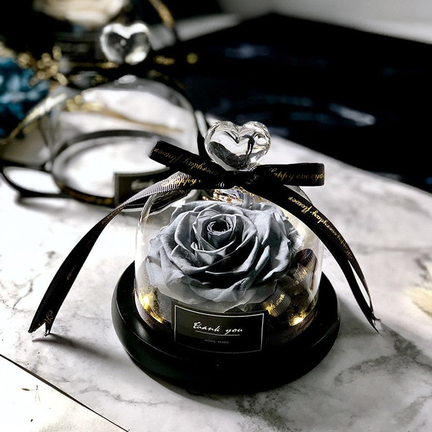 Exclusive Rose in Glass Dome with Lights - Real Rose, Beauty And The Beast Preserved Rosevalentines day gift