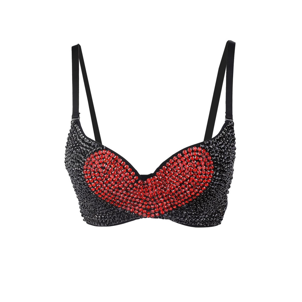 Heart-Shaped Rhinestone Backless Vest High-Quality Beauty Back Strapless Camisole