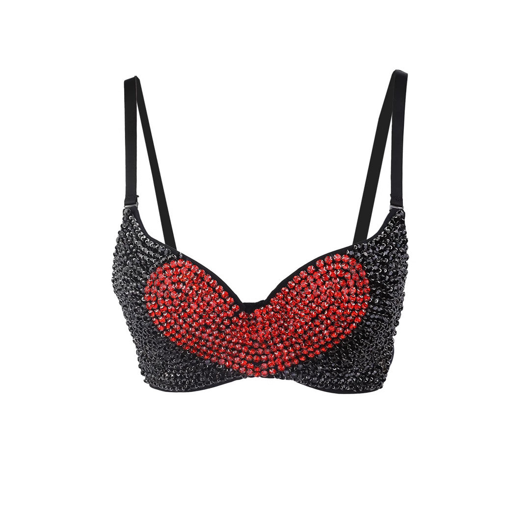 Heart-Shaped Rhinestone Backless Vest High-Quality Beauty Back Strapless Camisole