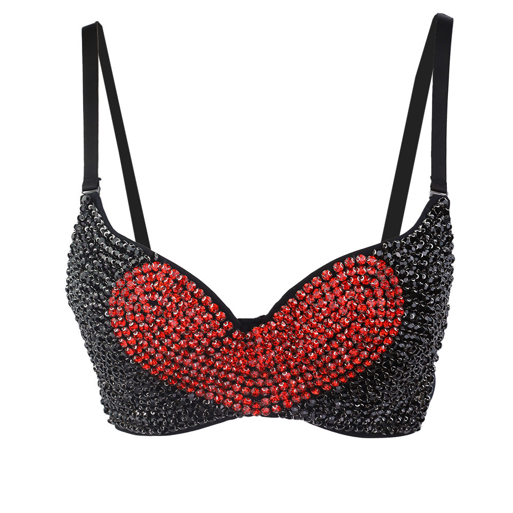 Heart-Shaped Rhinestone Backless Vest High-Quality Beauty Back Strapless Camisole