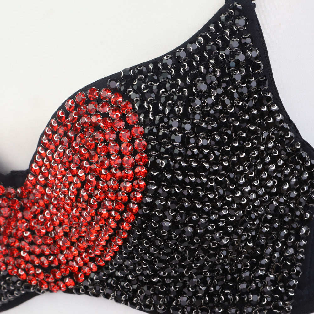 Heart-Shaped Rhinestone Backless Vest High-Quality Beauty Back Strapless Camisole