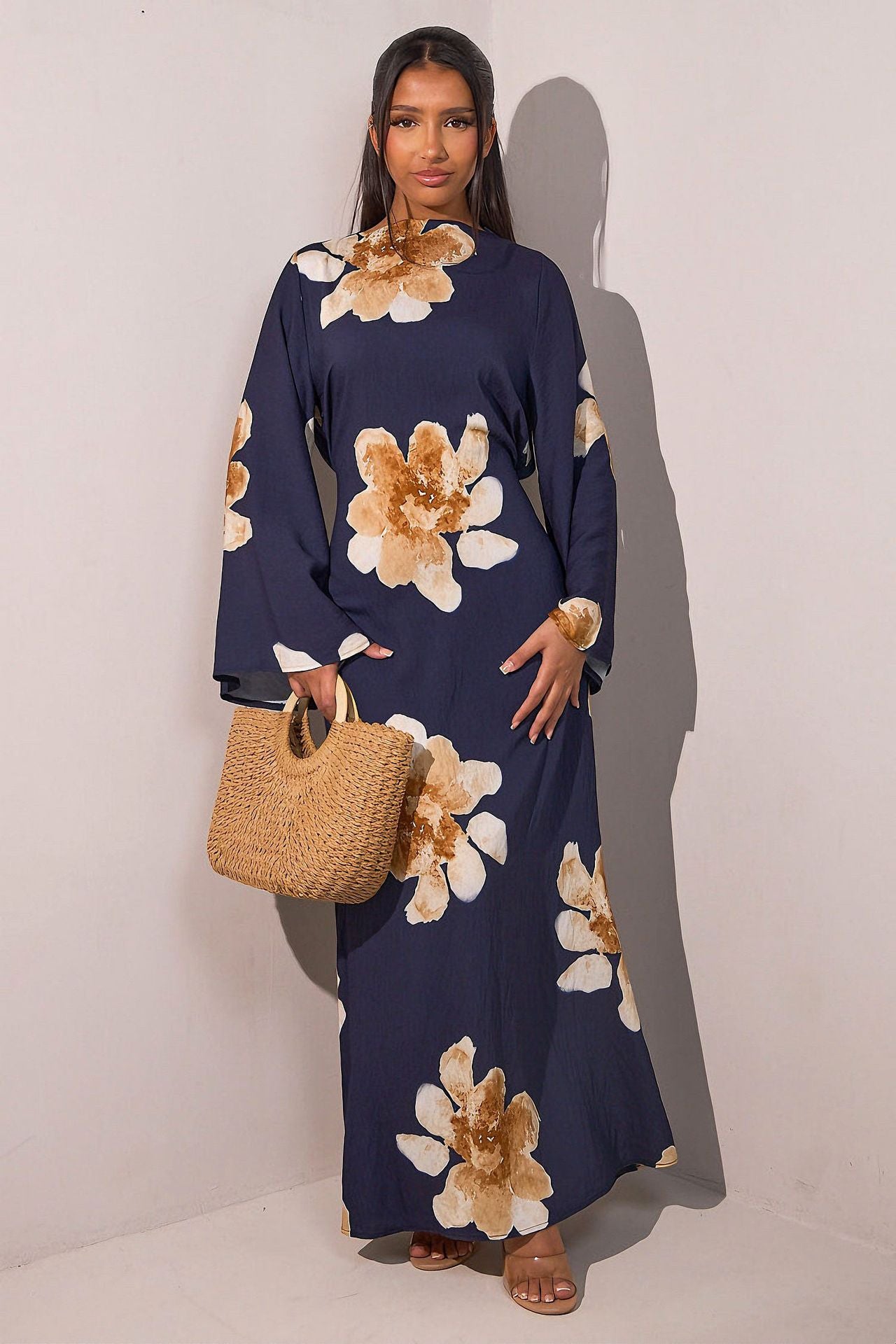 Pure Beauty Print Dress Waist-Cinched Ankle-Length Printed Long Dress Series